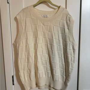 emory park Cream Textured Knit V-Neck Sweater Vest